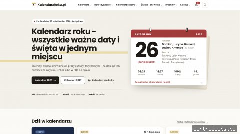 KalendarzRoku.pl – kalendarz świąt i dni wolnych od pracy